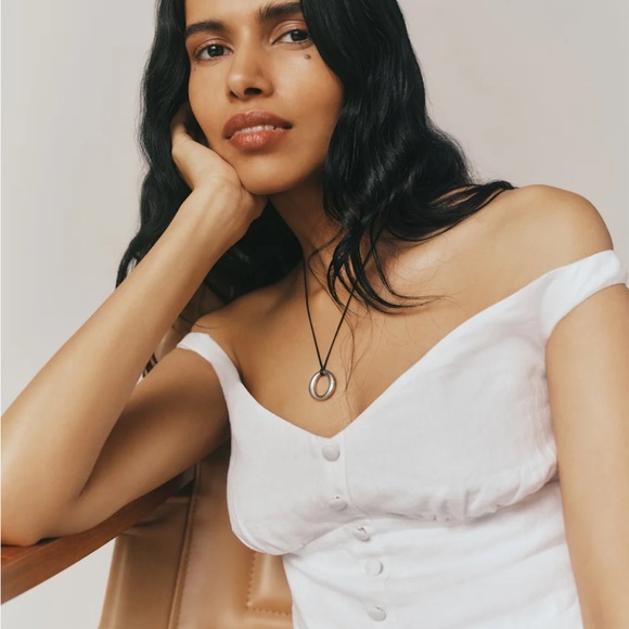 Reformation Lilly Linen Top Ivory - Picture 6 of 6